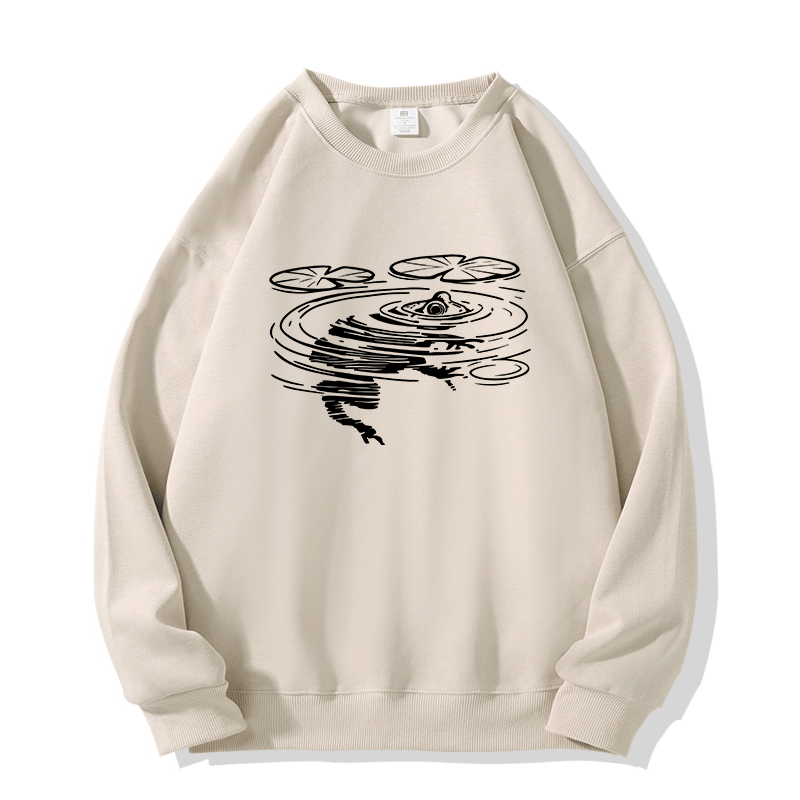 Sweatshirt mit Froschmotiv und Rundhalsausschnitt - Light Beige - 5XL - image 1