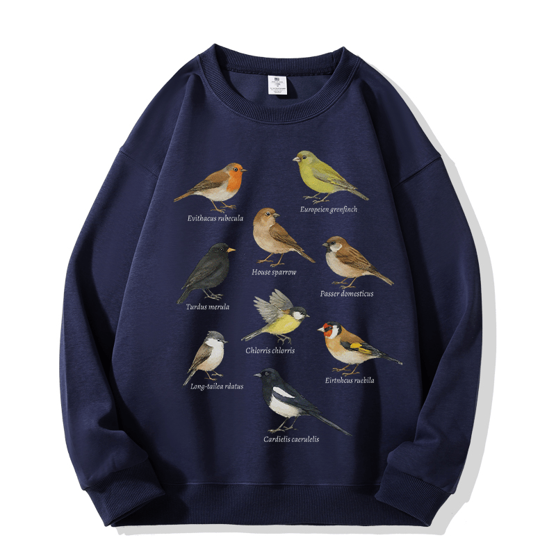 Sweatshirt mit Vogelillustration und Rundhalsausschnitt - Purplish Blue - 5XL - image 2