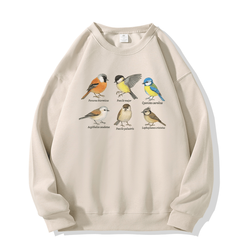 Sweatshirt mit Vogelmotiv und Rundhalsausschnitt - Light Beige - 5XL - image 1