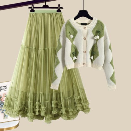 3D-Blumen-Cardigan, passender Tüllrock und Outfit - Set A - XL - image 1