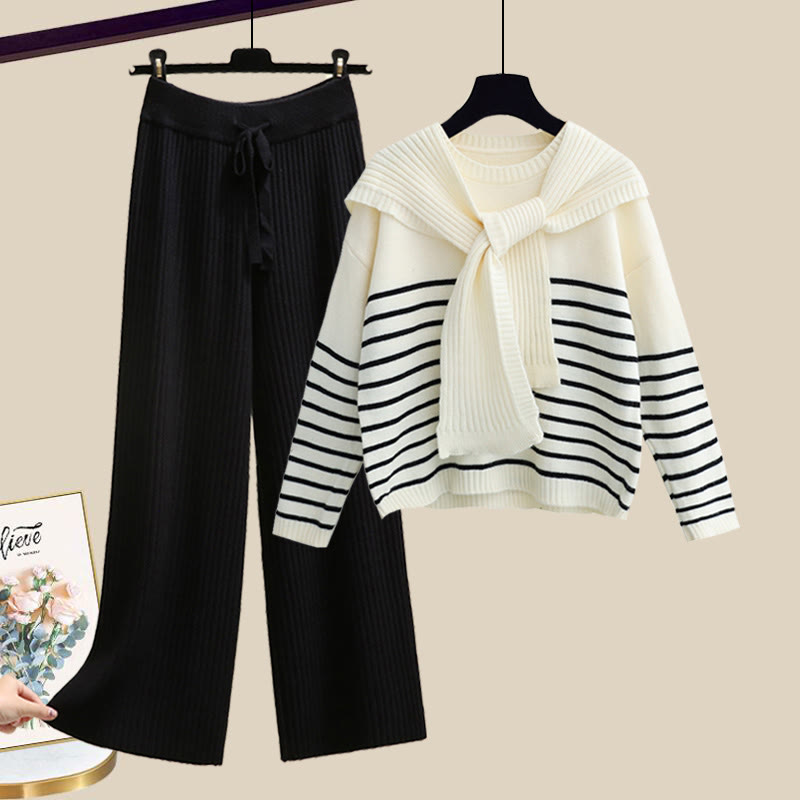 Strickstreifen-Pullover und passende Hose - Set D - XL - image 4