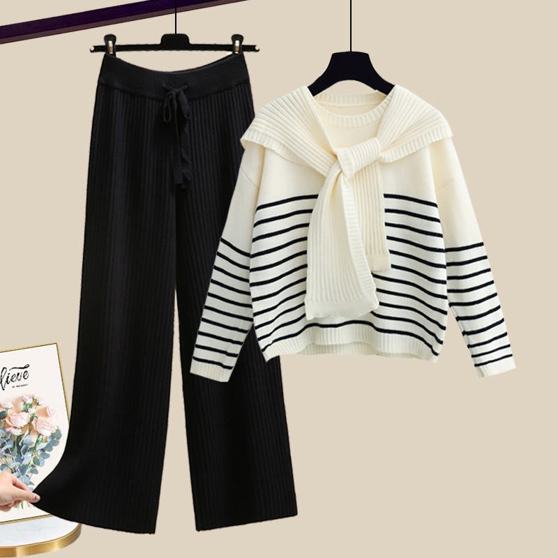 Strickstreifen-Pullover und passende Hose - Set D - XL - image 4