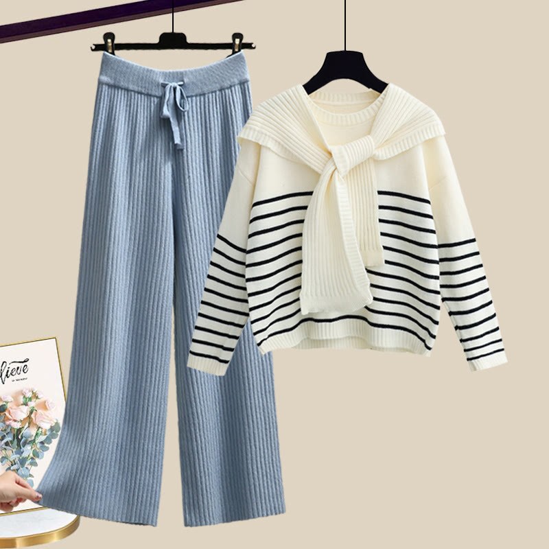 Strickstreifen-Pullover und passende Hose - Set C - XL - image 3