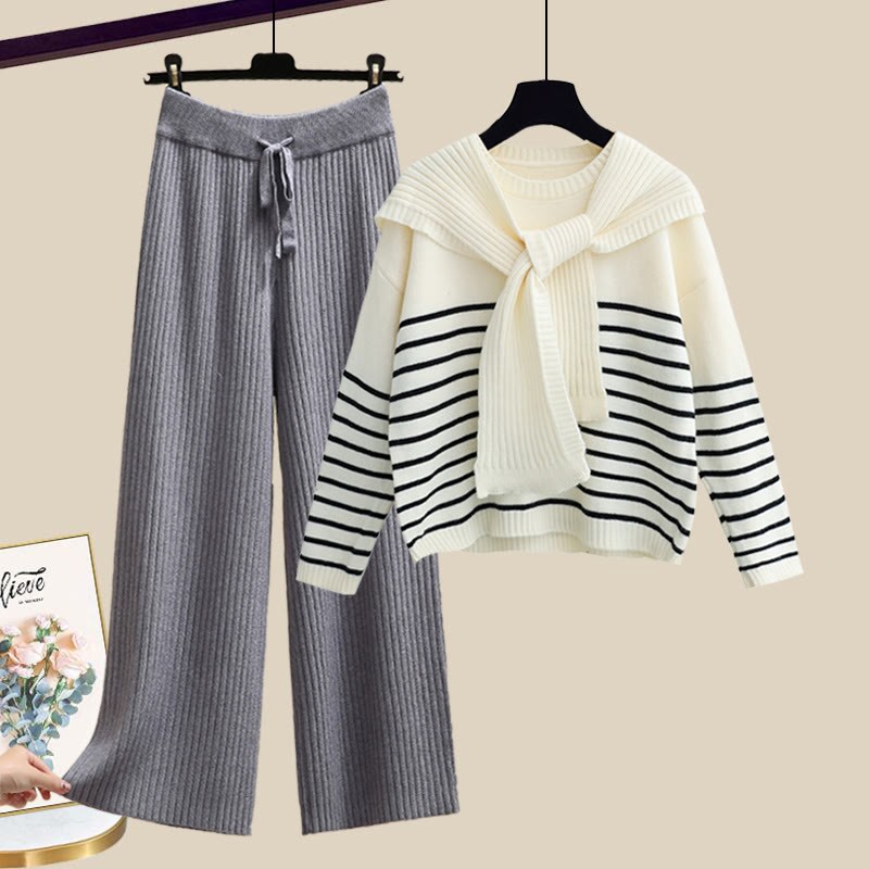 Strickstreifen-Pullover und passende Hose - Set B - XL - image 2