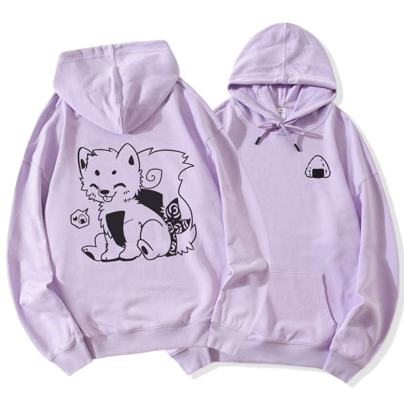 Lockerer Hoodie mit Onigiri-Welpen-Grafik - image 1