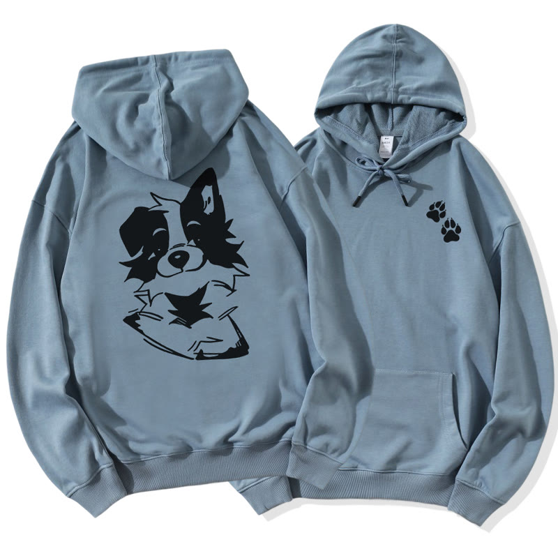 Lockerer Hoodie mit flauschigem Welpen-Print - image 1