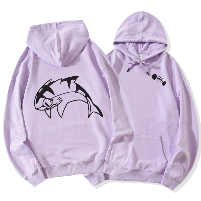 Lockerer Hoodie mit springendem Hai-Grafik - image 1