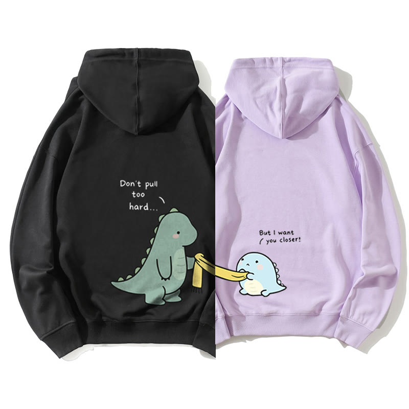 Passender Hoodie für Paare mit Dinosaurier-Grafik - image 1