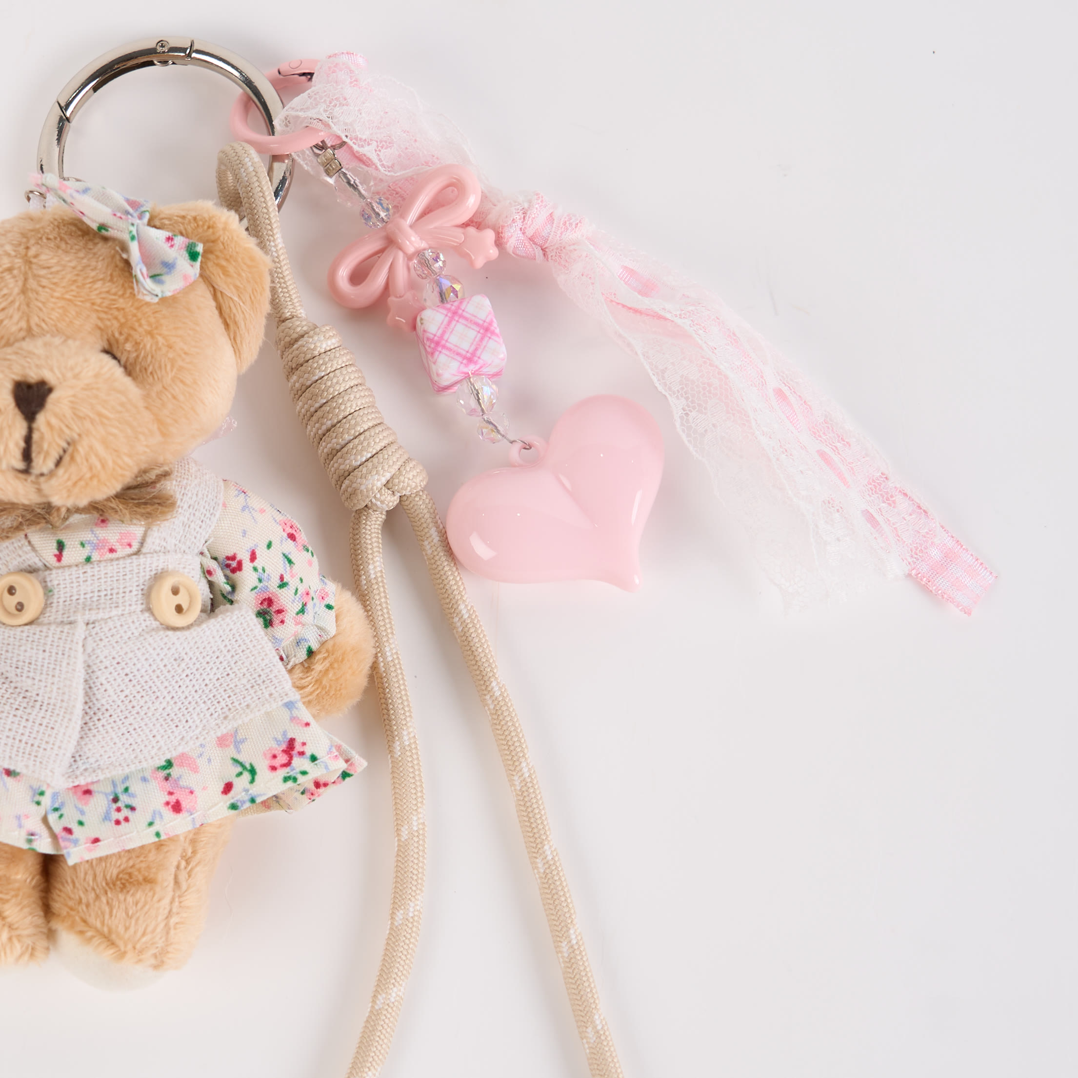 Kawaii Hase Bär Plüsch Schlüsselanhänger Handgemacht Weicher Taschenanhänger - image 1