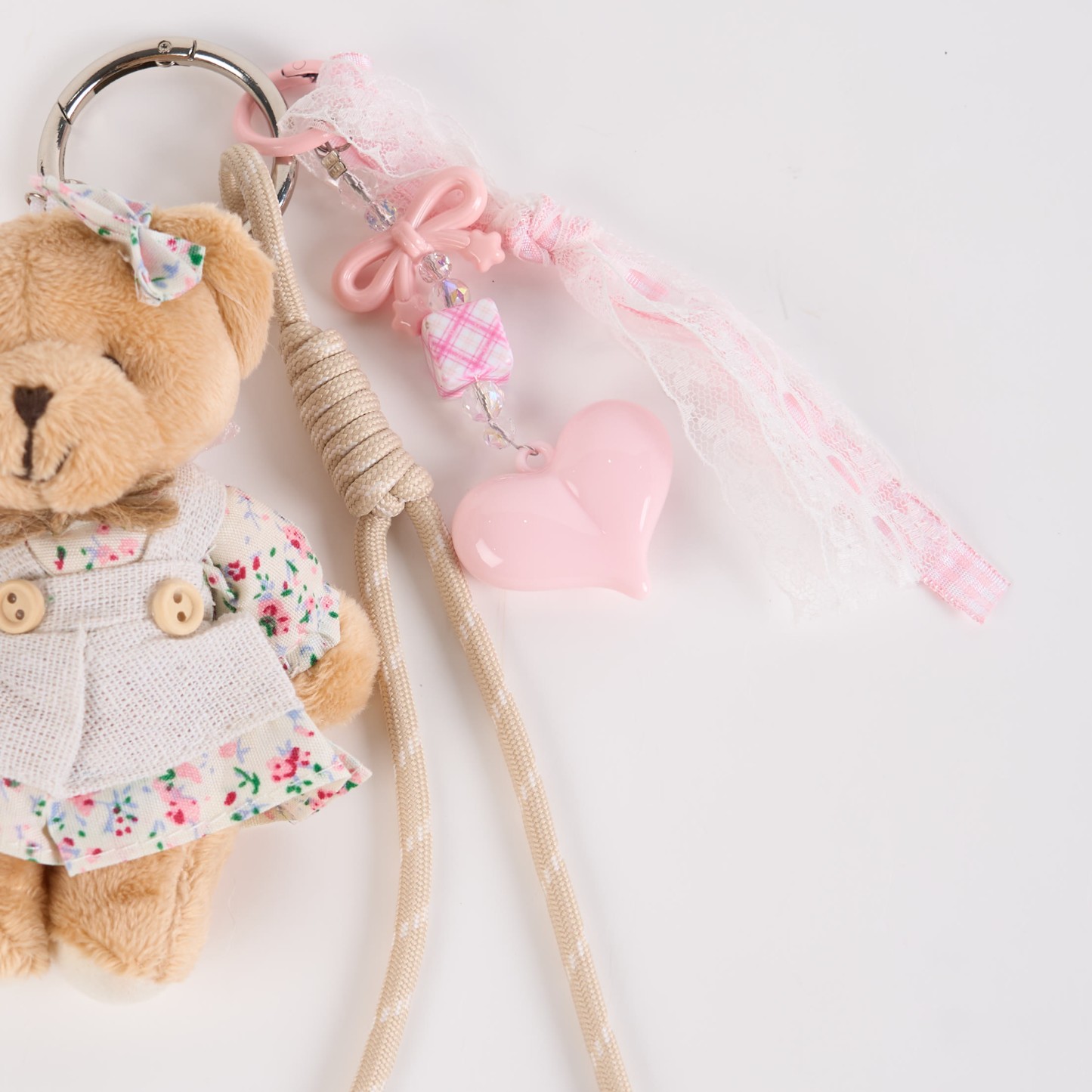 Kawaii Hase Bär Plüsch Schlüsselanhänger Handgemacht Weicher Taschenanhänger - image 1