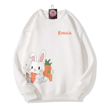 Sweatshirt mit Hasenmotiv und Karotten, Rundhalsausschnitt - White - 5XL - image 4