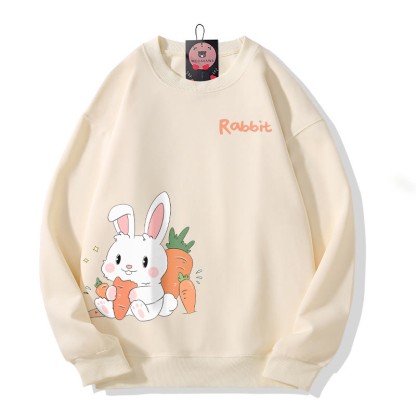 Sweatshirt mit Hasenmotiv und Karotten, Rundhalsausschnitt - Beige - 5XL - image 2