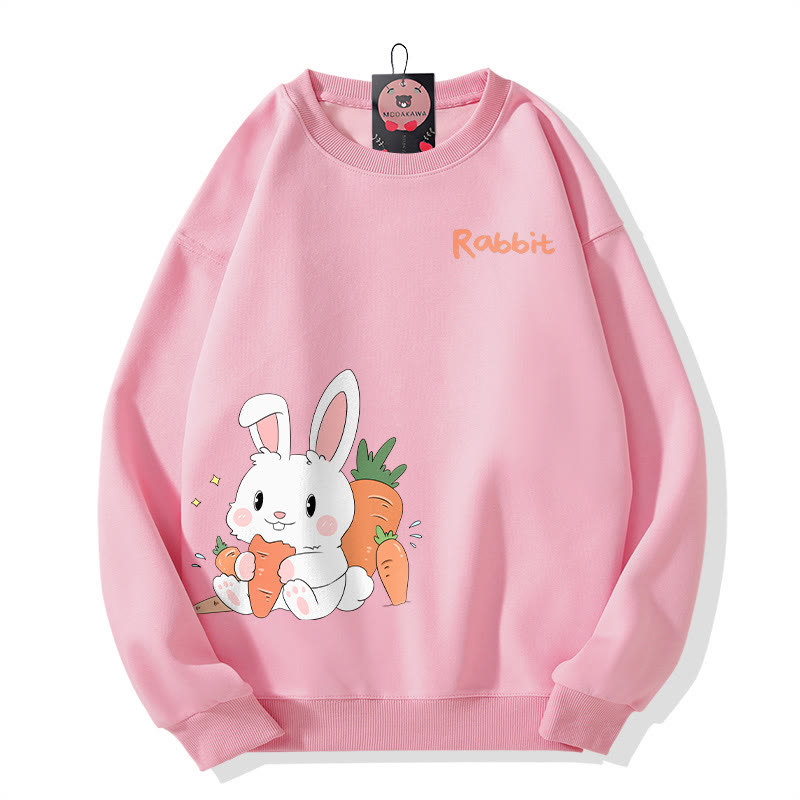 Sweatshirt mit Hasenmotiv und Karotten, Rundhalsausschnitt - Pink - 5XL - image 1