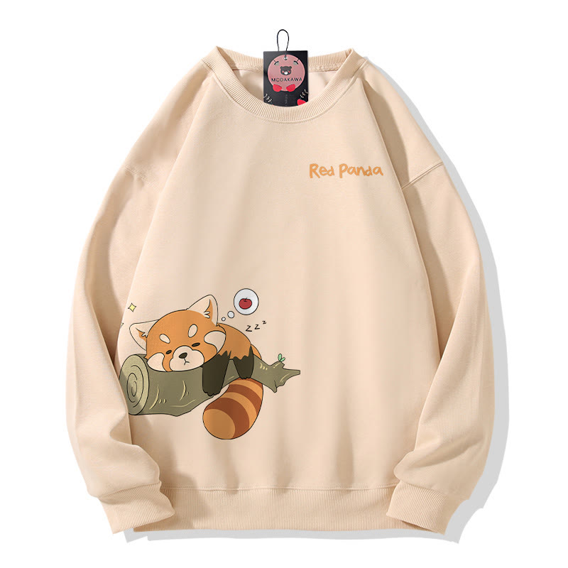 Sweatshirt mit Rundhalsausschnitt und Grafik: Roter Panda schläft auf einem Baumstamm (Grafik) - Apricot - 5XL - image 2