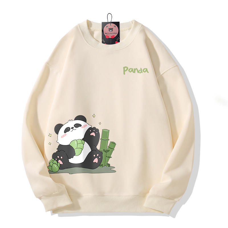 Sweatshirt mit Panda-Motiv und Bambus-Motiv, Rundhalsausschnitt - Beige - 5XL - image 2