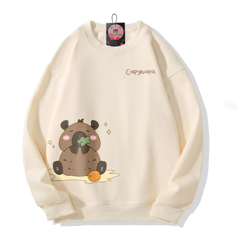 Sweatshirt mit Capybara-Motiv (Friss oder stirn) mit Rundhalsausschnitt - Beige - 5XL - image 2