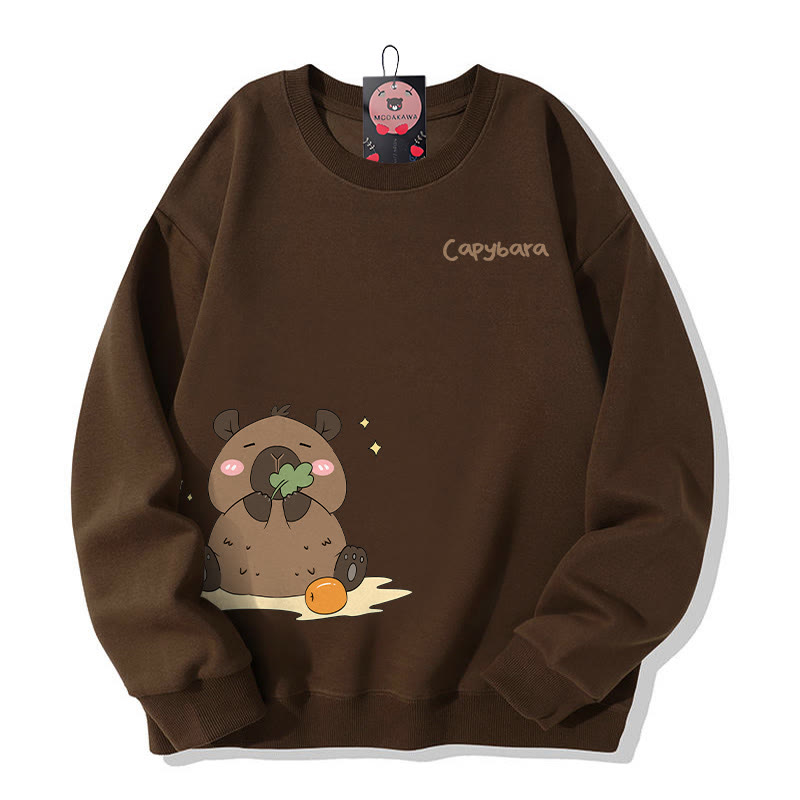 Sweatshirt mit Capybara-Motiv (Friss oder stirn) mit Rundhalsausschnitt - Brown - 5XL - image 1