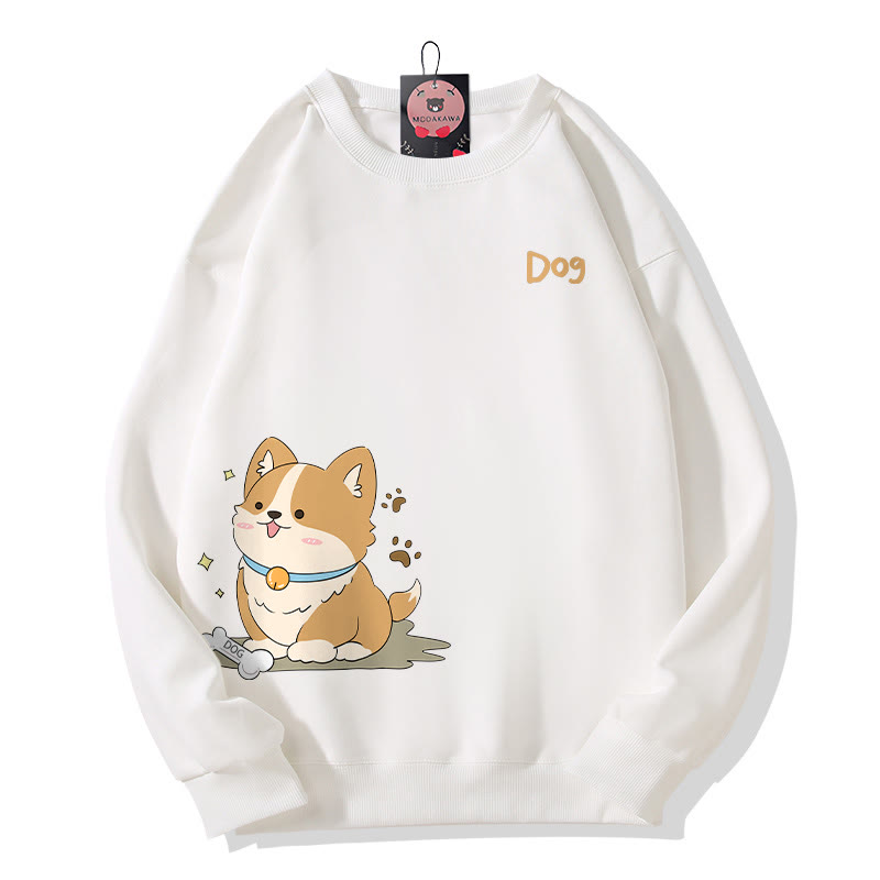 Sweatshirt mit fröhlichem Welpenmotiv und Rundhalsausschnitt - White - 5XL - image 2