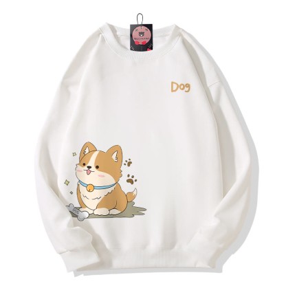 Sweatshirt mit fröhlichem Welpenmotiv und Rundhalsausschnitt - White - 5XL - image 2
