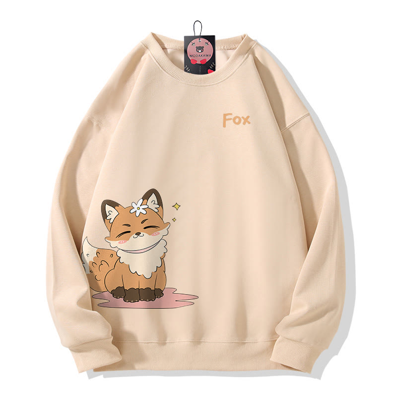 Sweatshirt mit Rundhalsausschnitt und lächelndem Fuchs-Motiv - Apricot - 5XL - image 2