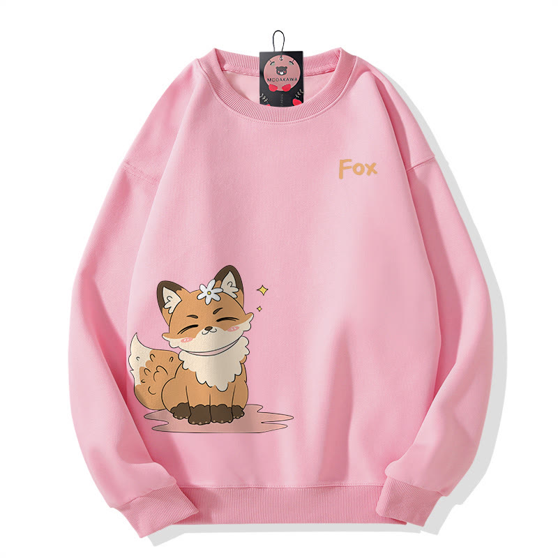 Sweatshirt mit Rundhalsausschnitt und lächelndem Fuchs-Motiv - Pink - 5XL - image 3