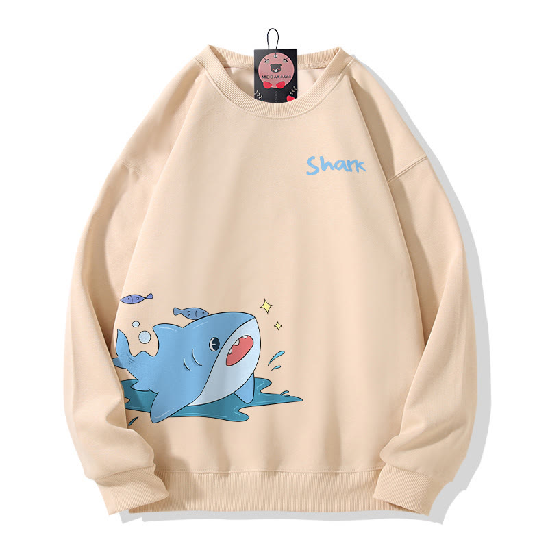 Sweatshirt mit verspieltem Hai-Motiv und Rundhalsausschnitt - Apricot - 5XL - image 3