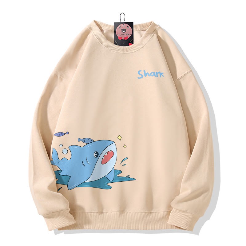 Sweatshirt mit verspieltem Hai-Motiv und Rundhalsausschnitt - Apricot - 5XL - image 3