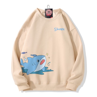 Sweatshirt mit verspieltem Hai-Motiv und Rundhalsausschnitt - Apricot - 5XL - image 3