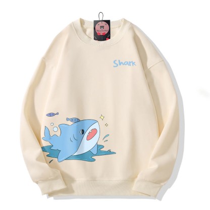 Sweatshirt mit verspieltem Hai-Motiv und Rundhalsausschnitt - Beige - 5XL - image 2