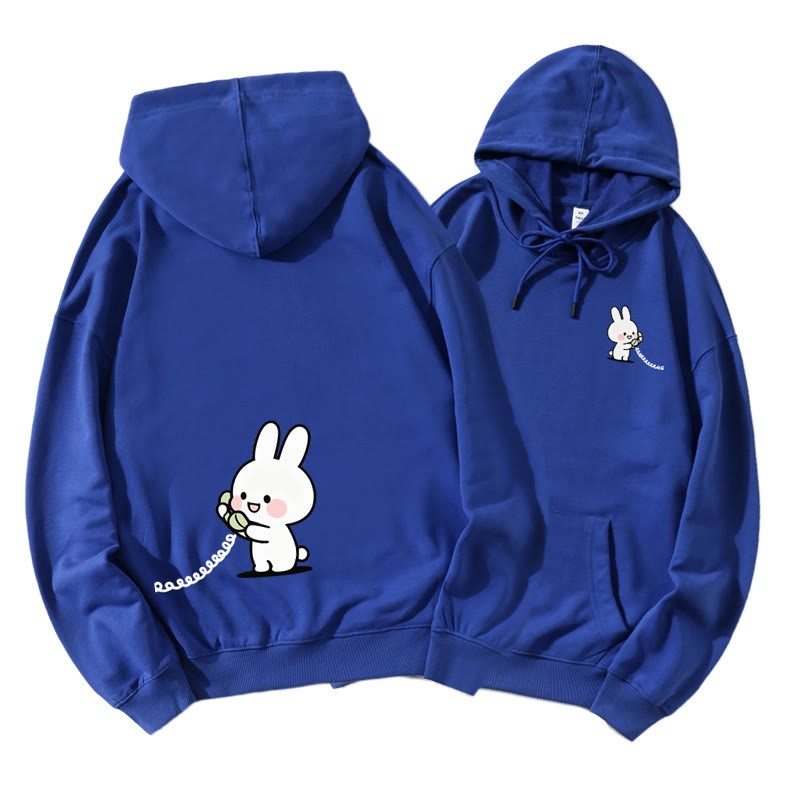 Bär und Hase telefonieren – Partner-Hoodie mit Grafik – Partnerlook - Blue B - 5XL - image 3