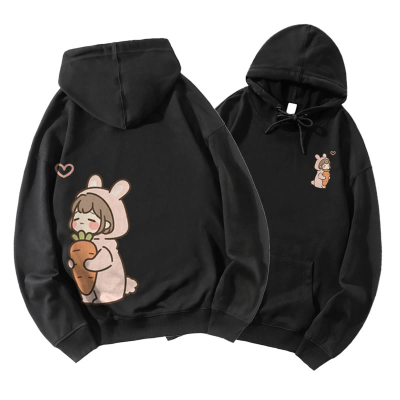 Romantischer Cartoon Junge und Mädchen Grafik Paar Passender Hoodie - Black B - 5XL - image 3