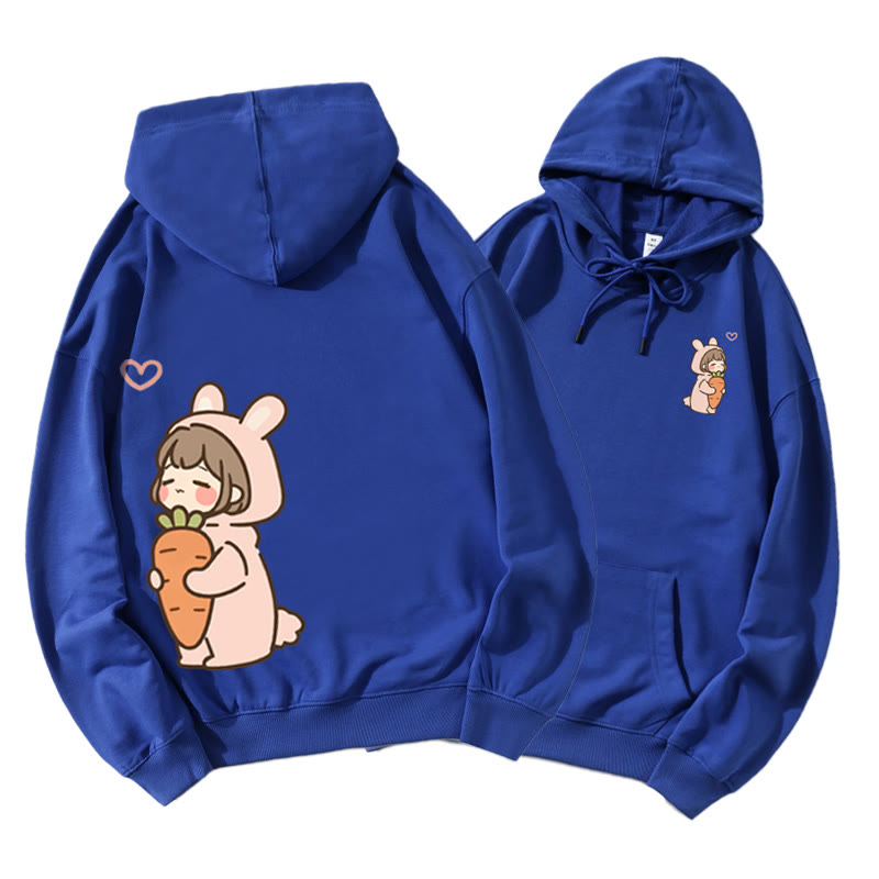 Romantischer Cartoon Junge und Mädchen Grafik Paar Passender Hoodie - Blue B - 5XL - image 5