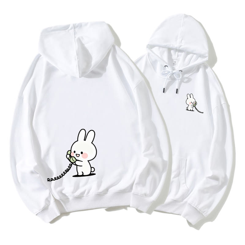 Bär und Hase telefonieren – Partner-Hoodie mit Grafik – Partnerlook - White B - 5XL - image 7