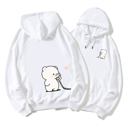 Bär und Hase telefonieren – Partner-Hoodie mit Grafik – Partnerlook - White A - 5XL - image 6