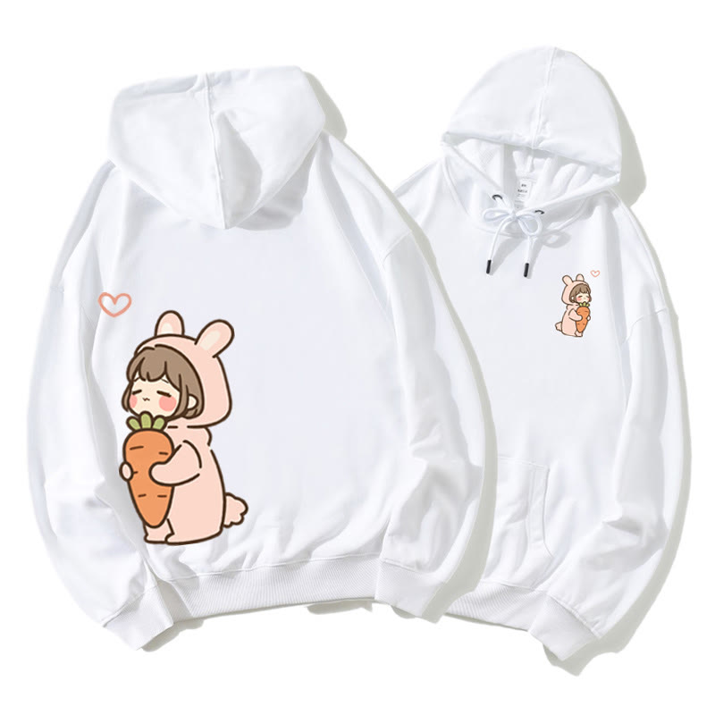 Romantischer Cartoon Junge und Mädchen Grafik Paar Passender Hoodie - White B - 5XL - image 7