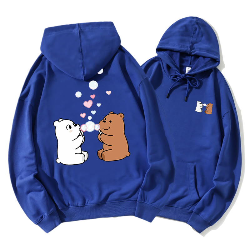 Bären Blasen Blasen Grafik Paar Passender Hoodie - Blue - 5XL - image 2