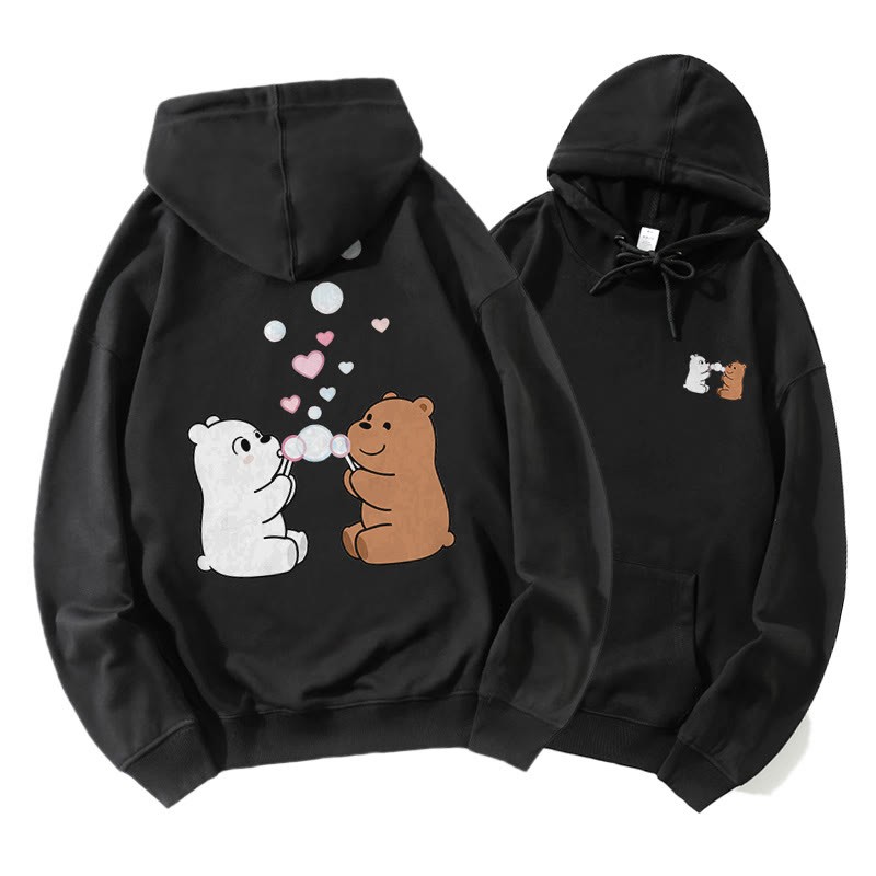 Bären Blasen Blasen Grafik Paar Passender Hoodie - Black - 5XL - image 1