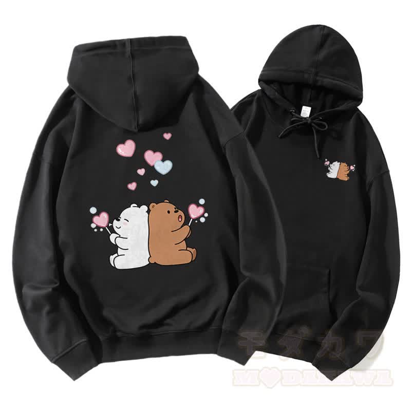 Bären blasen Herzblasen Grafik Paar passende Hoodie - Schwarz - 5XL - image 5