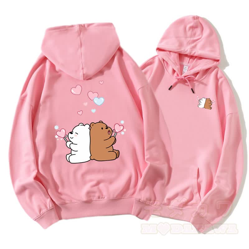 Bären blasen Herzblasen Grafik Paar passende Hoodie - Rosa - 5XL - image 3
