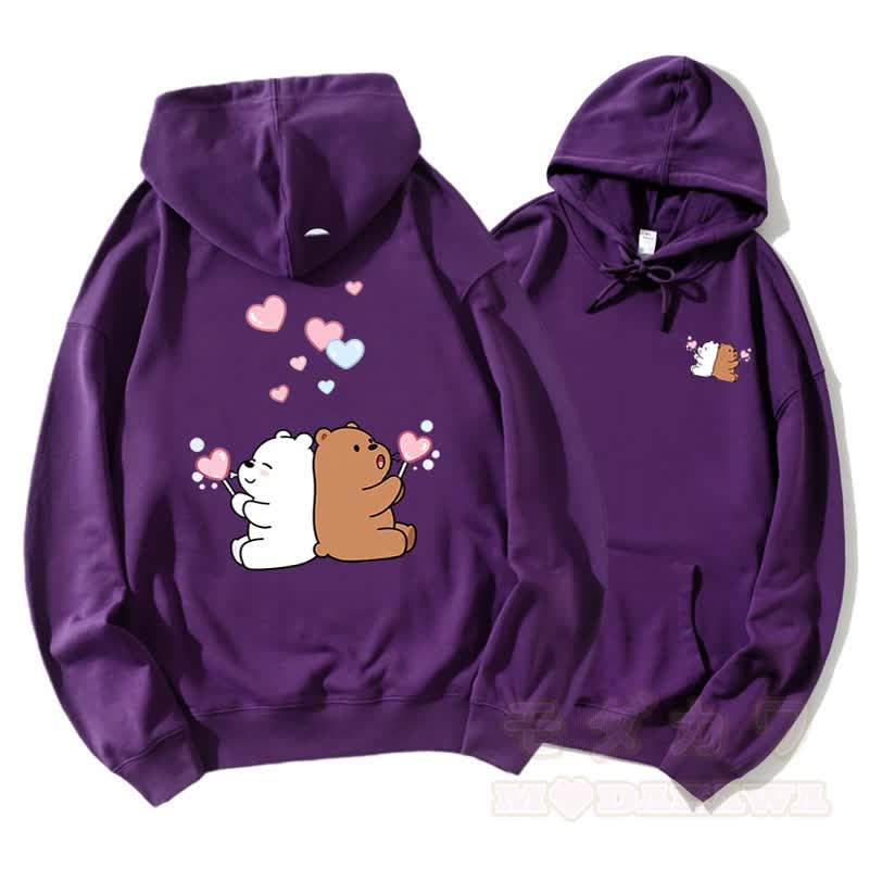 Bären blasen Herzblasen Grafik Paar passende Hoodie - Dunkelviolett - 5XL - image 2