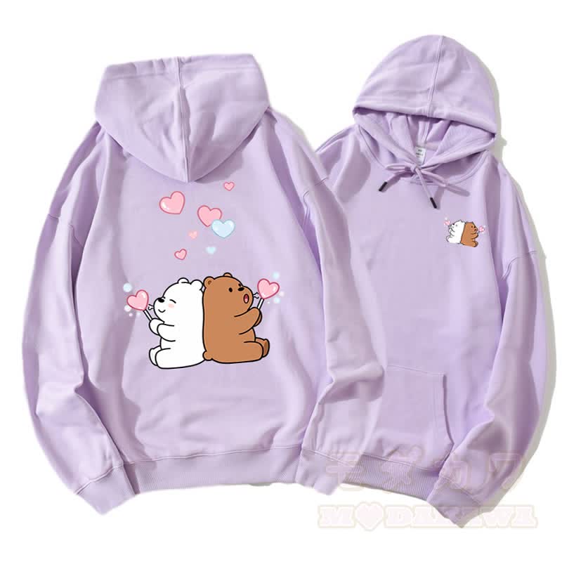 Bären blasen Herzblasen Grafik Paar passende Hoodie - Lila - 5XL - image 1
