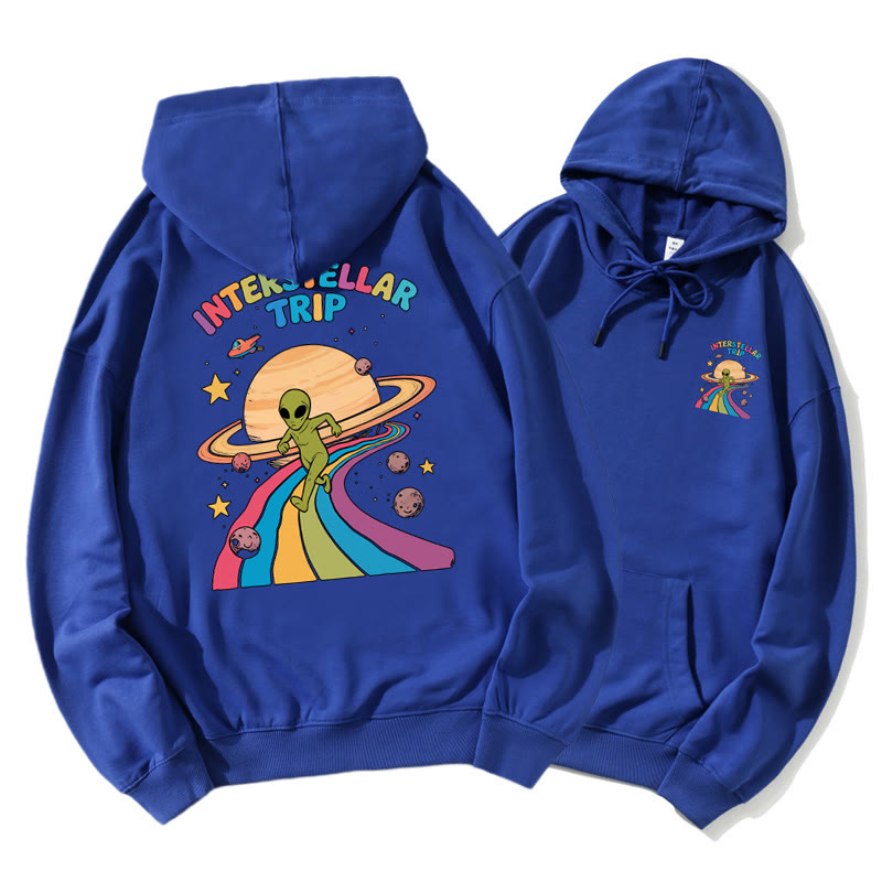 INTERSTELLAR TRIP Cosmic Alien Grafik-Hoodie - Blue - 5XL - image 1