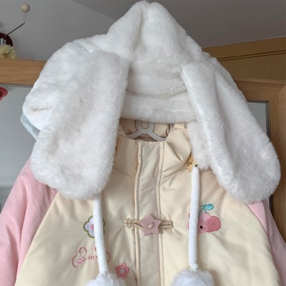 Pufferjacke mit Kapuze und Farben mit Hasenohren - image 2