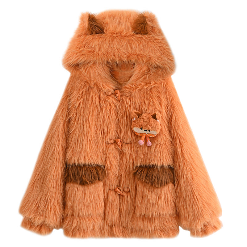 Plüsch-Kapuzenmantel mit Fuchsohren - image 1