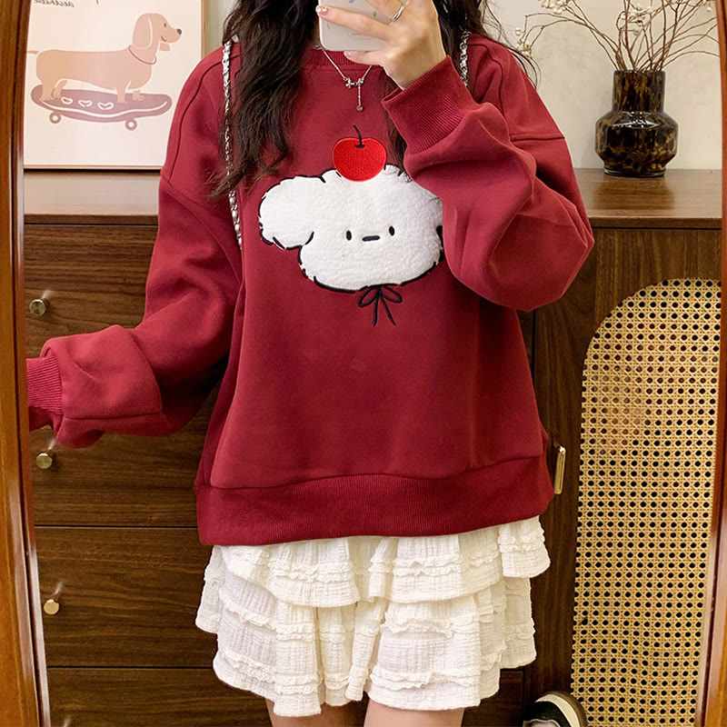Sweatshirt mit Rundkragen und Apple Puppy - Weinrot - XL - image 2