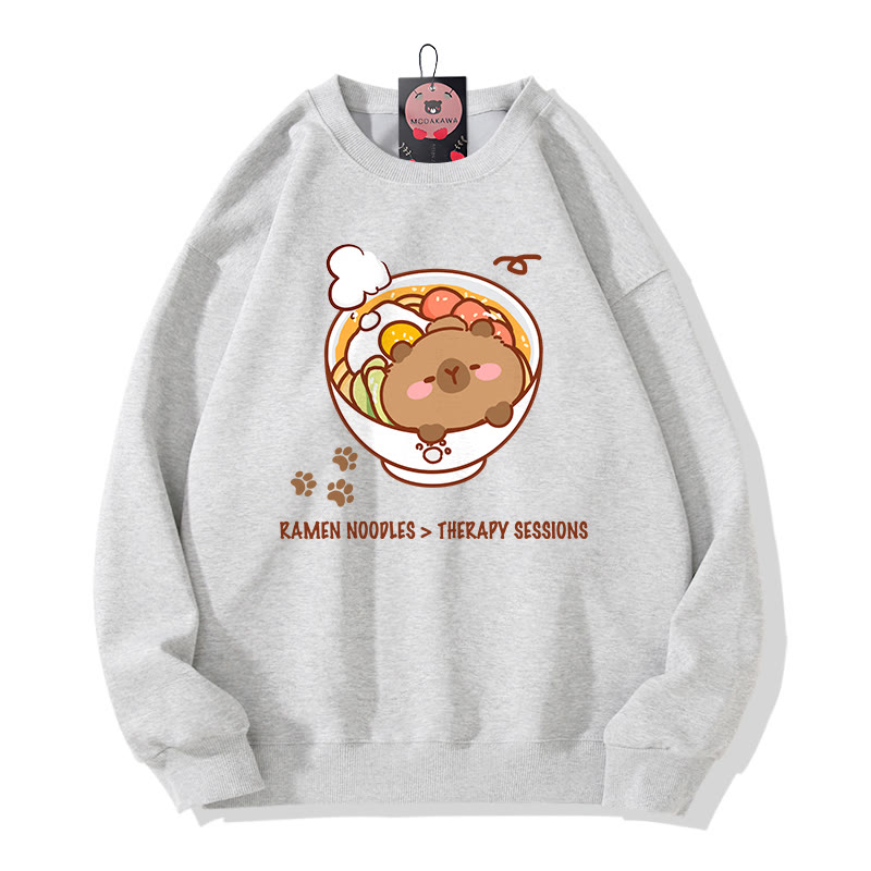 RAMEN-NUDEL-THERAPIE-SESSIONEN Capybara-Grafik-Rundhals-Sweatshirt - Grey - 5XL - image 2