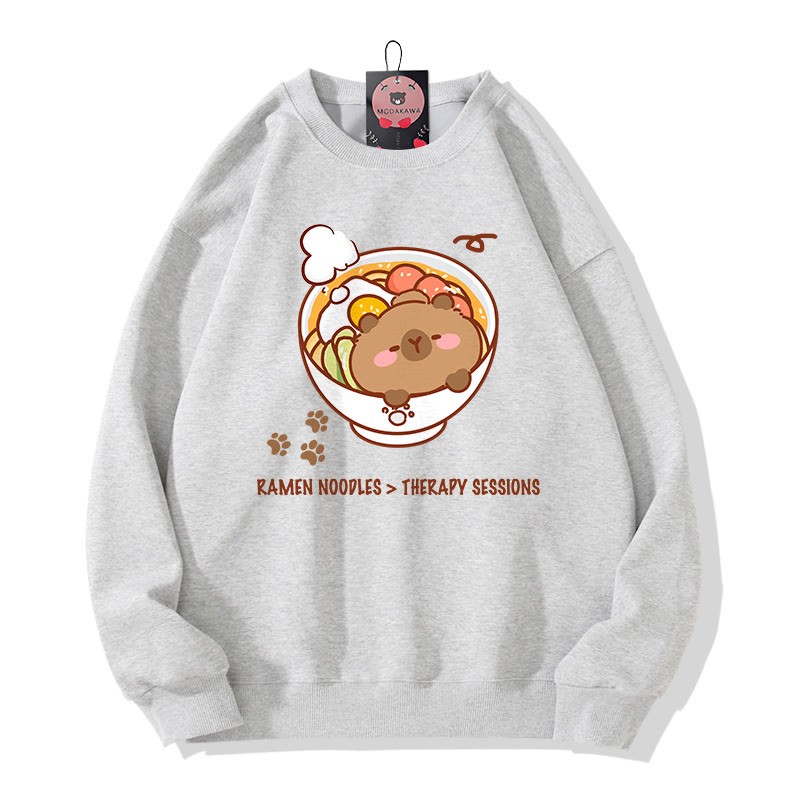 RAMEN-NUDEL-THERAPIE-SESSIONEN Capybara-Grafik-Rundhals-Sweatshirt - Grey - 5XL - image 2