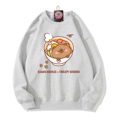 RAMEN-NUDEL-THERAPIE-SESSIONEN Capybara-Grafik-Rundhals-Sweatshirt - Grey - 5XL - image 2