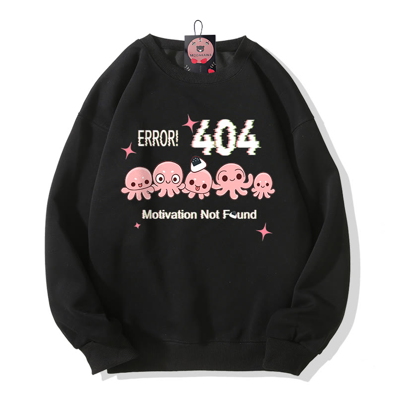 ERROR 404 MOTIVATION NICHT GEFUNDEN Sweatshirt mit Oktopus-Grafik und Rundhalsausschnitt - Black - 5XL - image 2