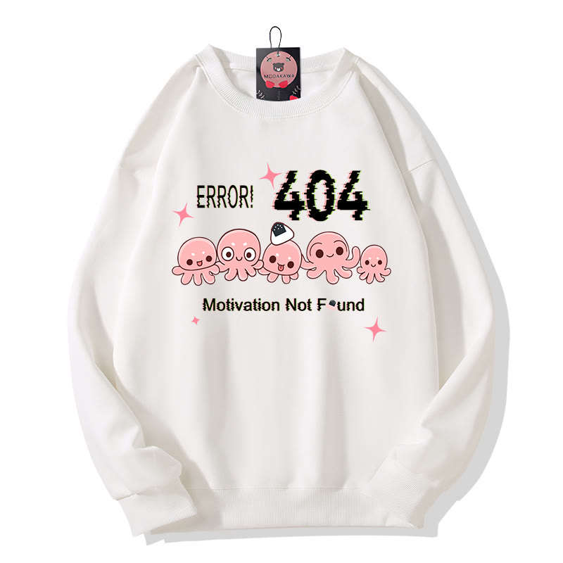 ERROR 404 MOTIVATION NICHT GEFUNDEN Sweatshirt mit Oktopus-Grafik und Rundhalsausschnitt - White - 5XL - image 1